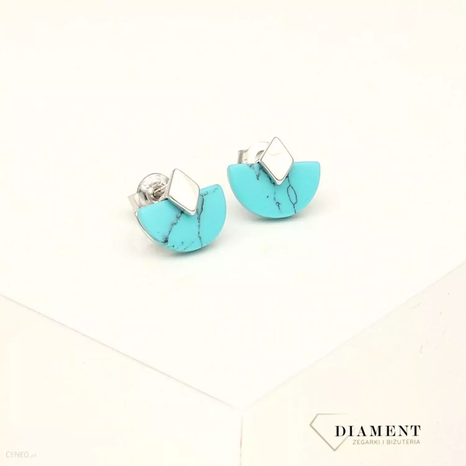 Kolczyki srebrne z turkusem DZK239 TUR R z kolekcji HAPPY CHICc.jpg